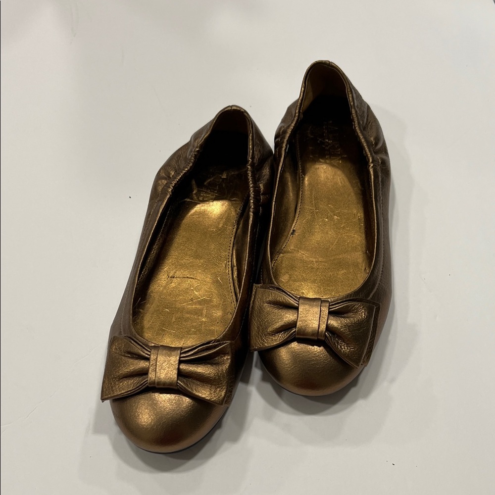 Ralph Lauren Elegant Gold Ballet bow Flats size 7.5